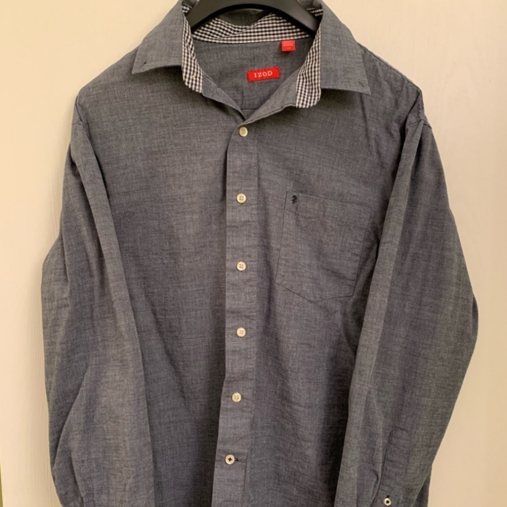 Izod Men's Long-sleeve gray button-down shirt - size large - Picture 2 of 6